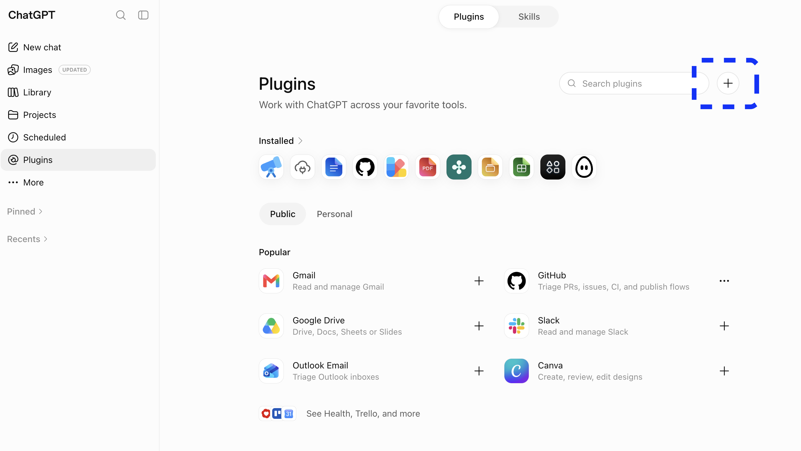 ChatGPT setup: add a plugin from the Plugins page