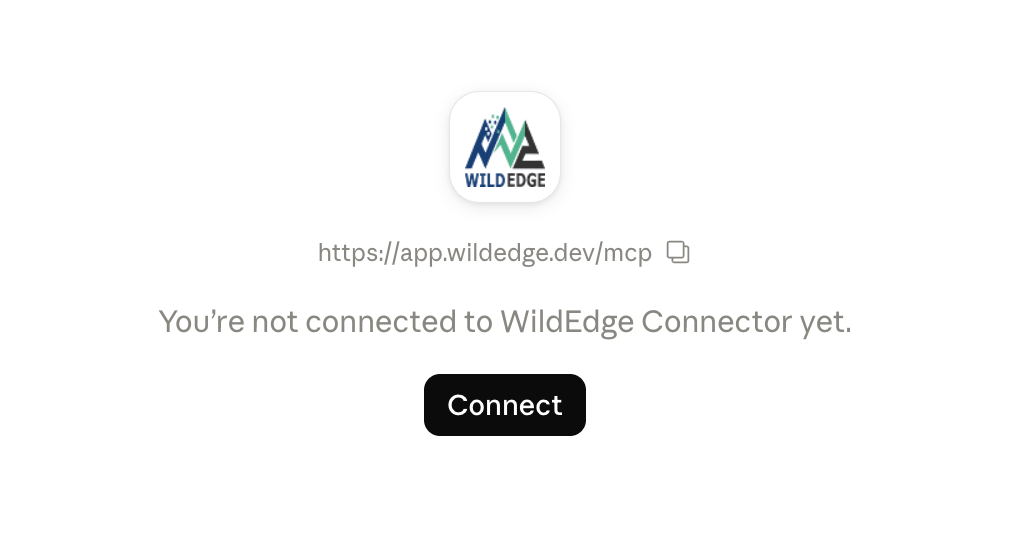 Claude setup: Connect button for the WildEdge connector